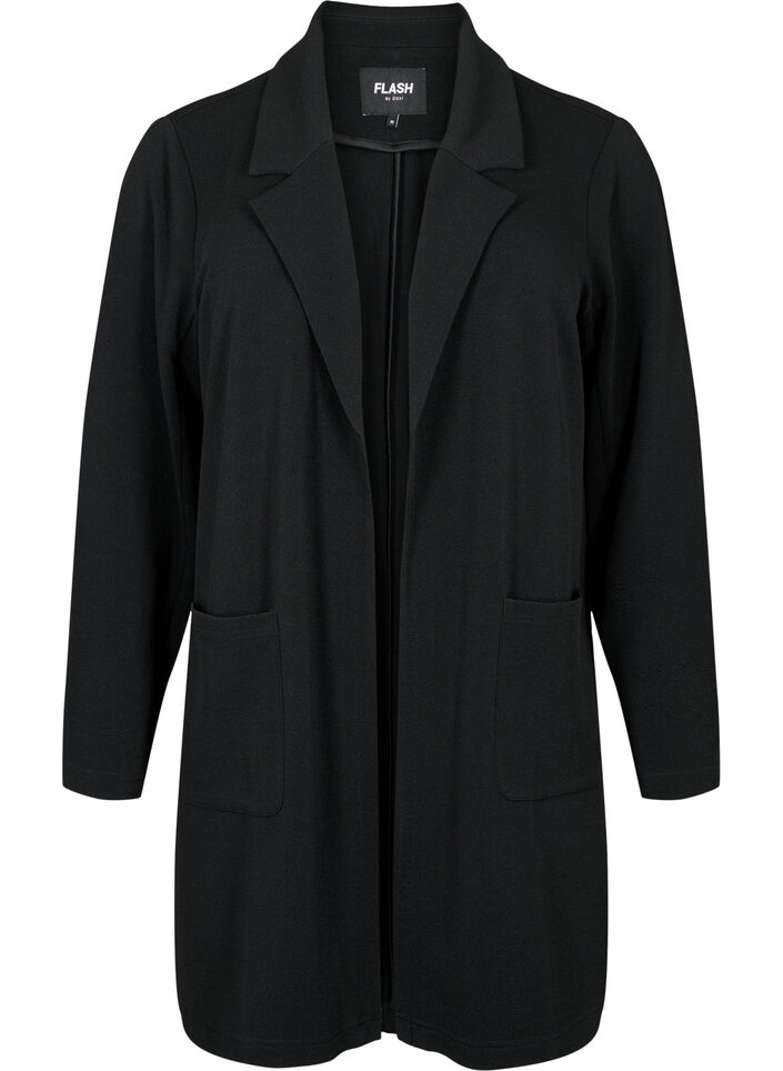 Lang blazer med lommer, Sort, Packshot image number 0
