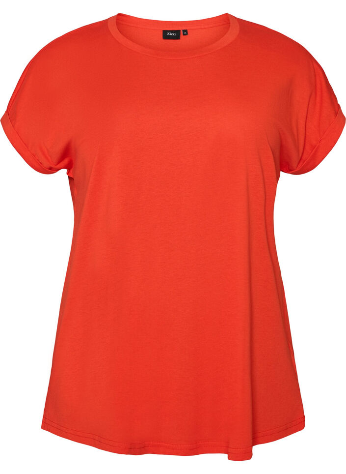 Kort&aelig;rmet T-shirt i bomuldsblanding, Orange, Packshot image number 0