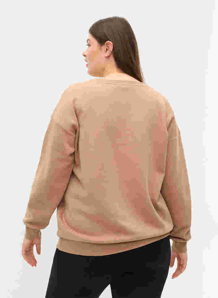 Sweatshirt med sporty tryk, Tannin, Model image number 1