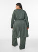 Lang cardigan i jersey med bindeb&aring;nd, Gr&oslash;n, Model image number 1