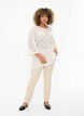 Crochet bluse med 3/4 ærmer, Sandshell, Model image number 2