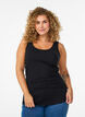 Ensfarvet basis top i bomuld, Sort, Model image number 0