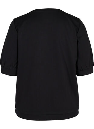 Bluse med 3/4 ærmer , Black, Packshot image number 1