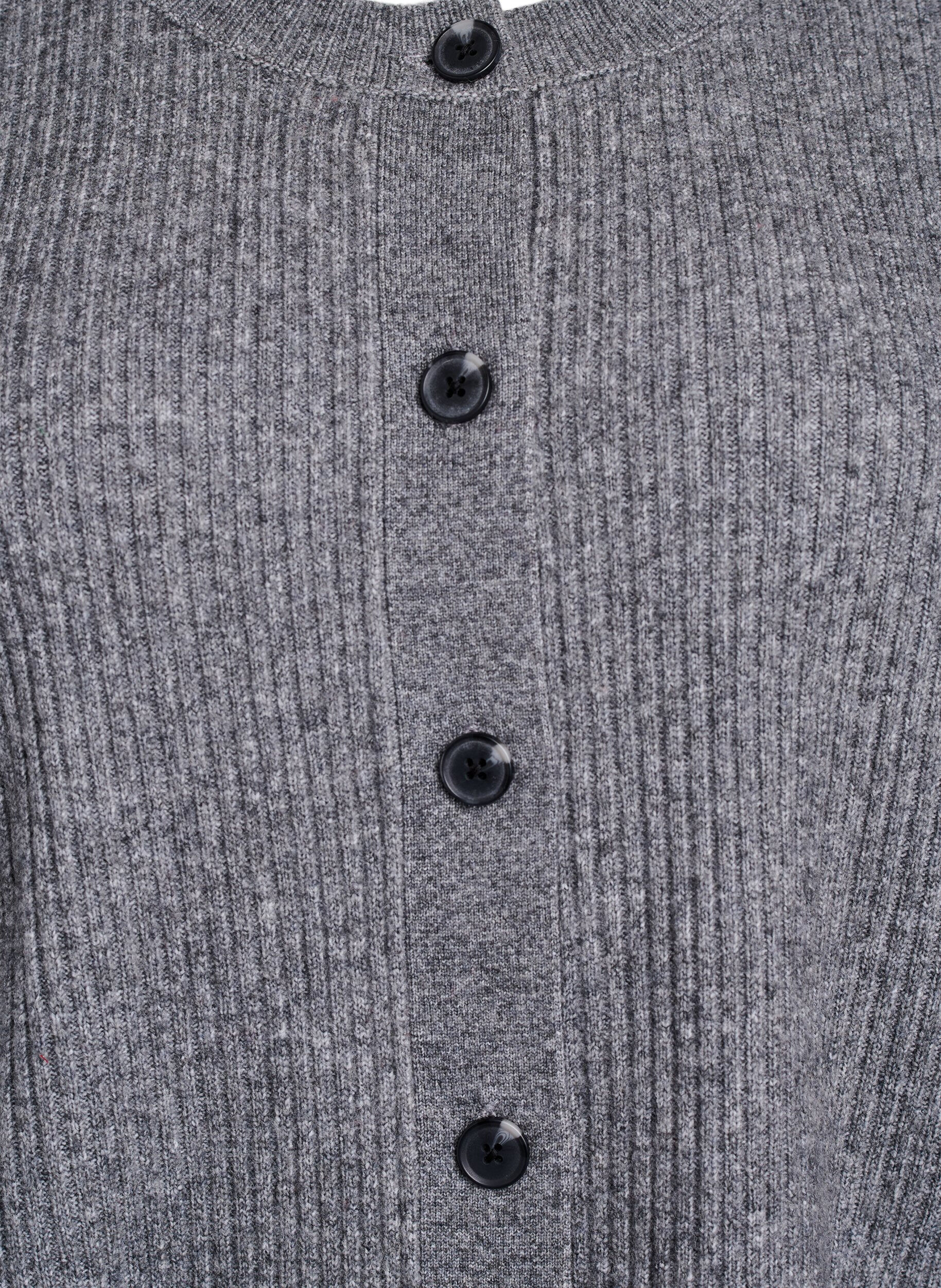 ZizziRibstrikket cardigan med knapper, Gr&aring;, Packshot image number 2