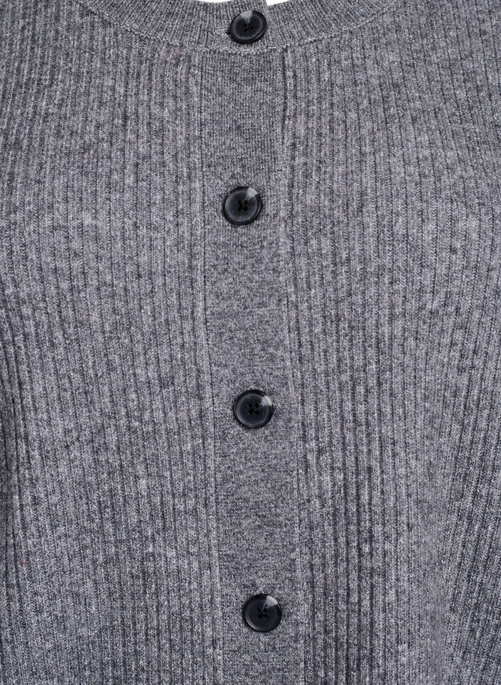 Ribstrikket cardigan med knapper, Gr&aring;, Packshot image number 2