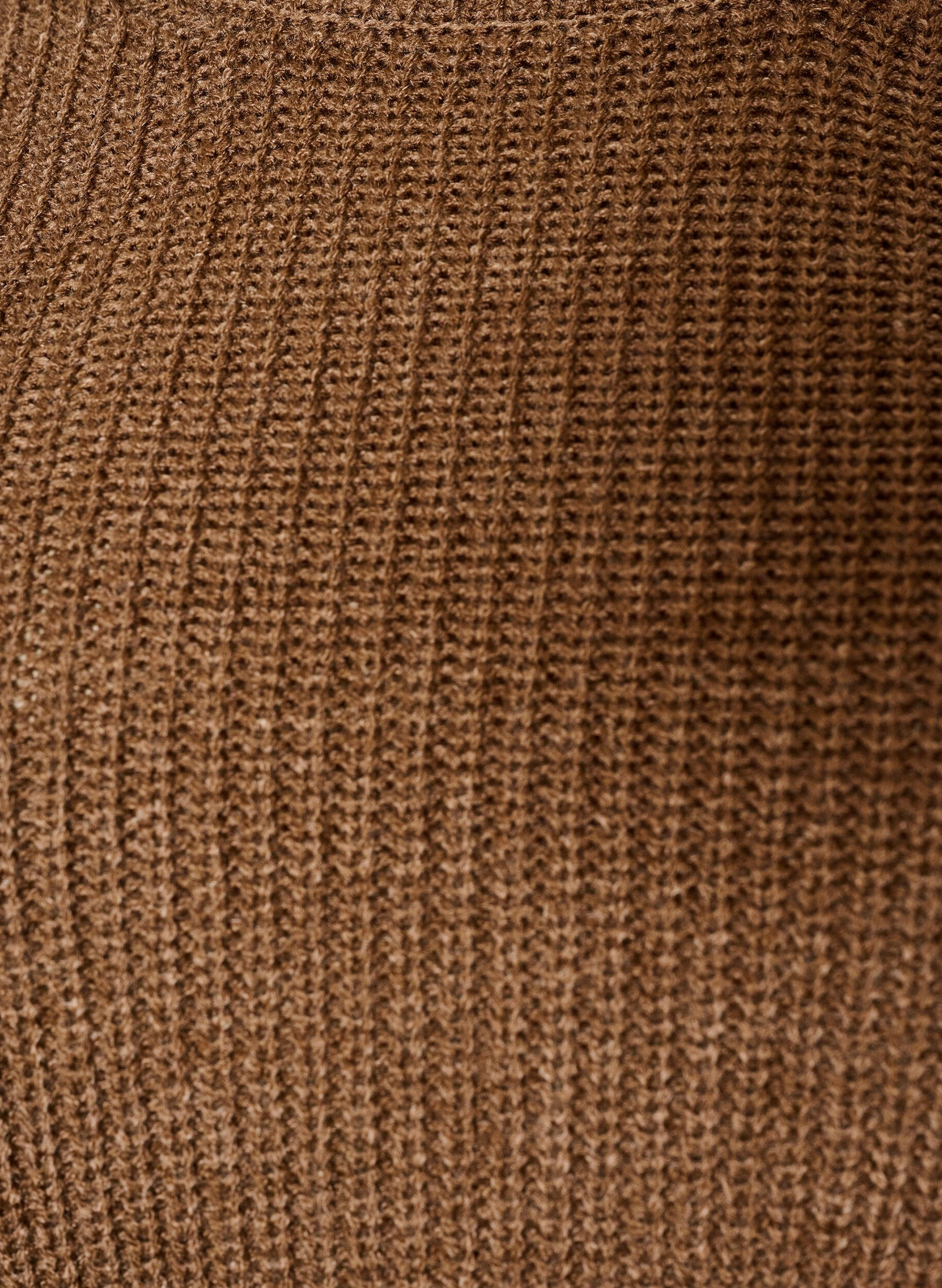 ZizziStrikbluse med ribstruktur og knapdetaljer, Brun, Packshot image number 2
