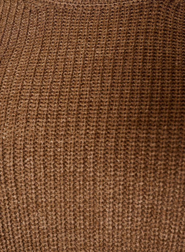 Strikbluse med ribstruktur og knapdetaljer, Brun, Packshot image number 2