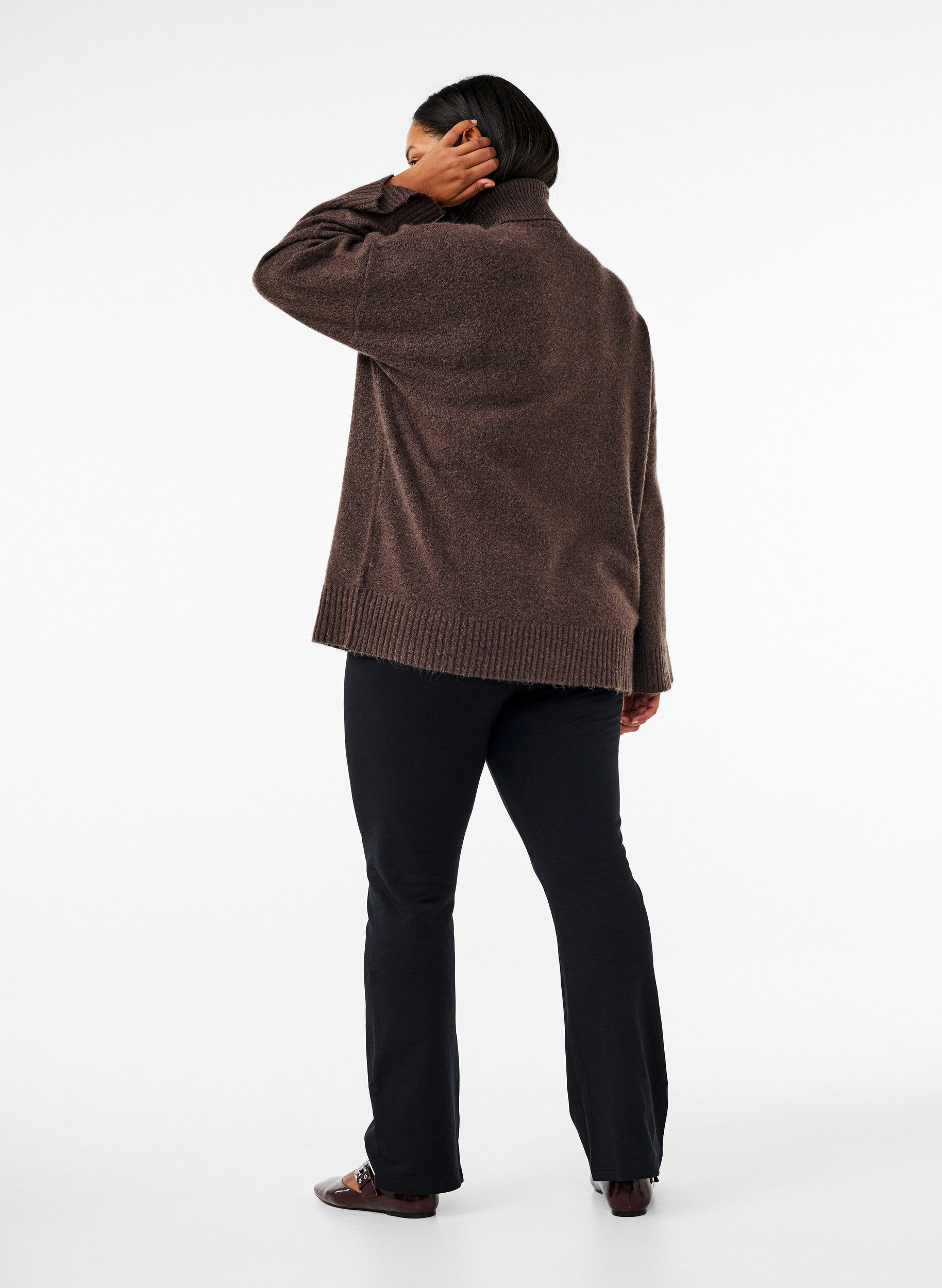 Zizzi Jerseybukser med svaj, Sort, Model image number 1