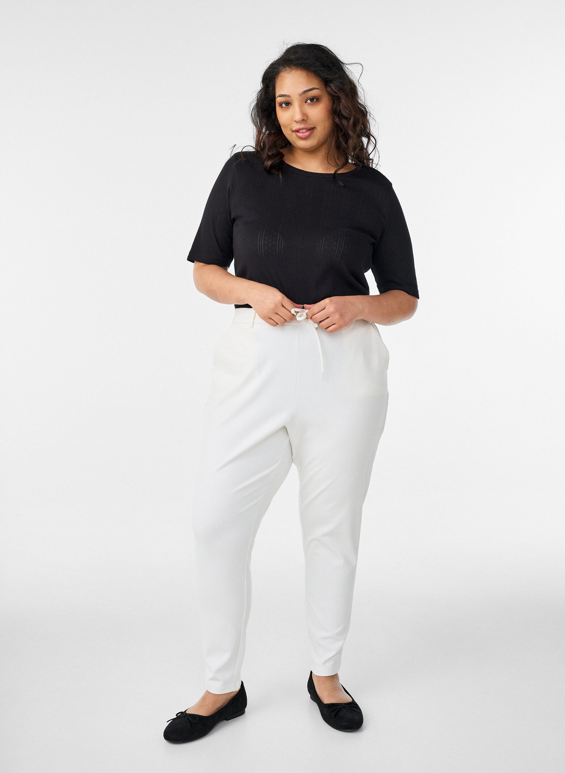 Cropped Maddison bukser, Hvid, Model