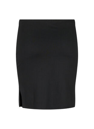Tætsiddende nederdel i viskose med slids, Black, Packshot image number 1