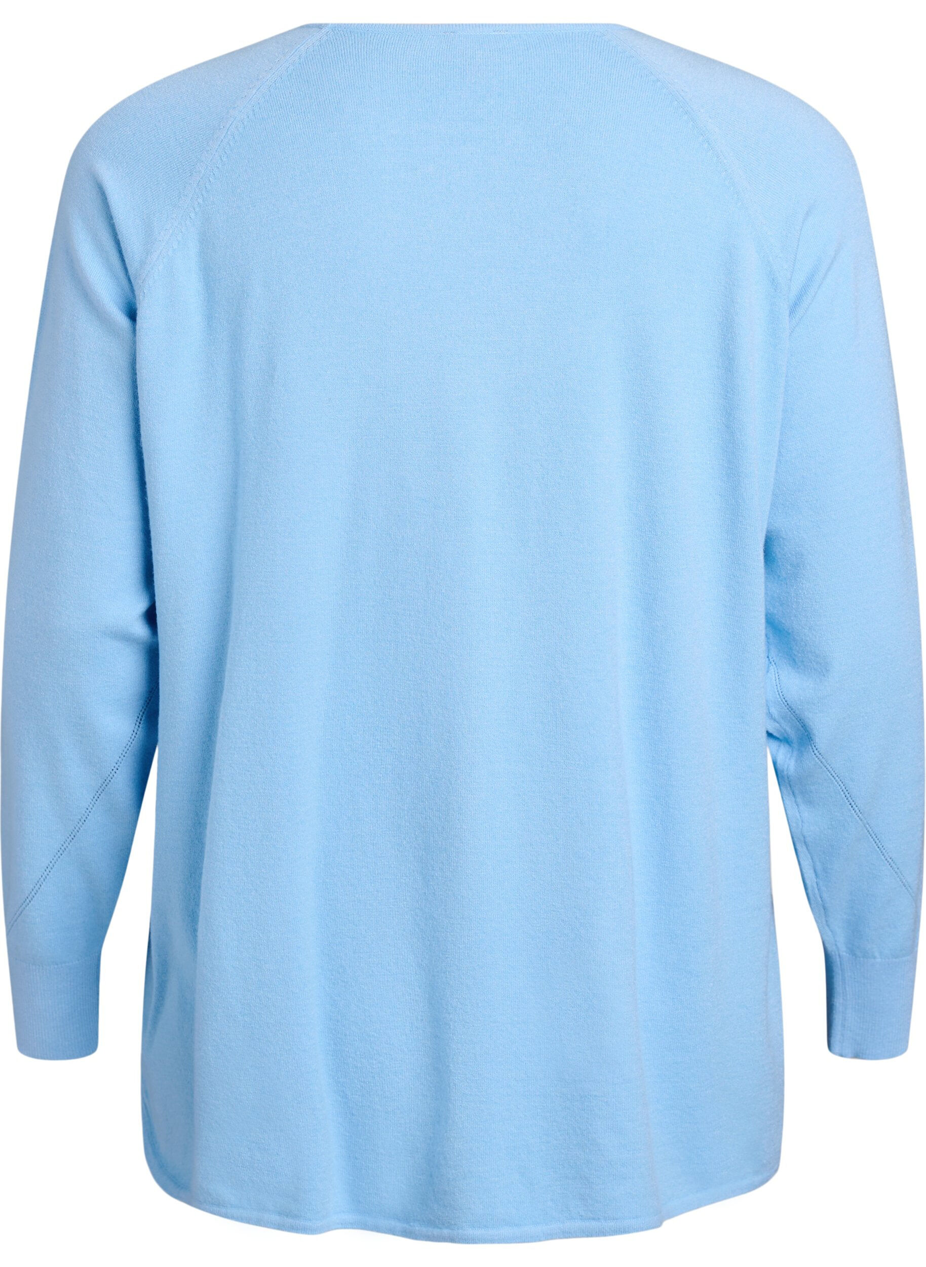 ZizziStrikbluse med rund hals og strikket m&oslash;nster, Bl&aring;, Packshot image number 1