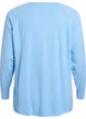Strikbluse med rund hals og strikket m&oslash;nster, Bl&aring;, Packshot image number 1