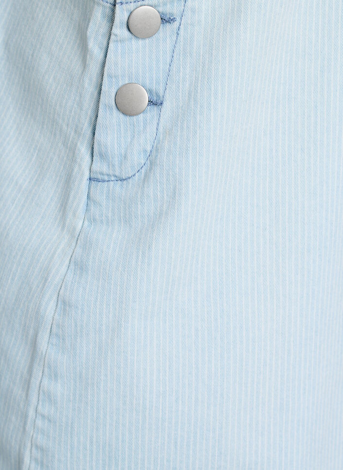 Kort denim sm&aelig;k-kjole i stribet bomuld, Bl&aring;, Packshot image number 3