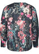 Blomstret bluse med v&aelig;vet struktur, Sort, Packshot image number 1