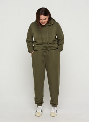 Sweatpants med lommer og snøre, Ivy Green, Model image number 0
