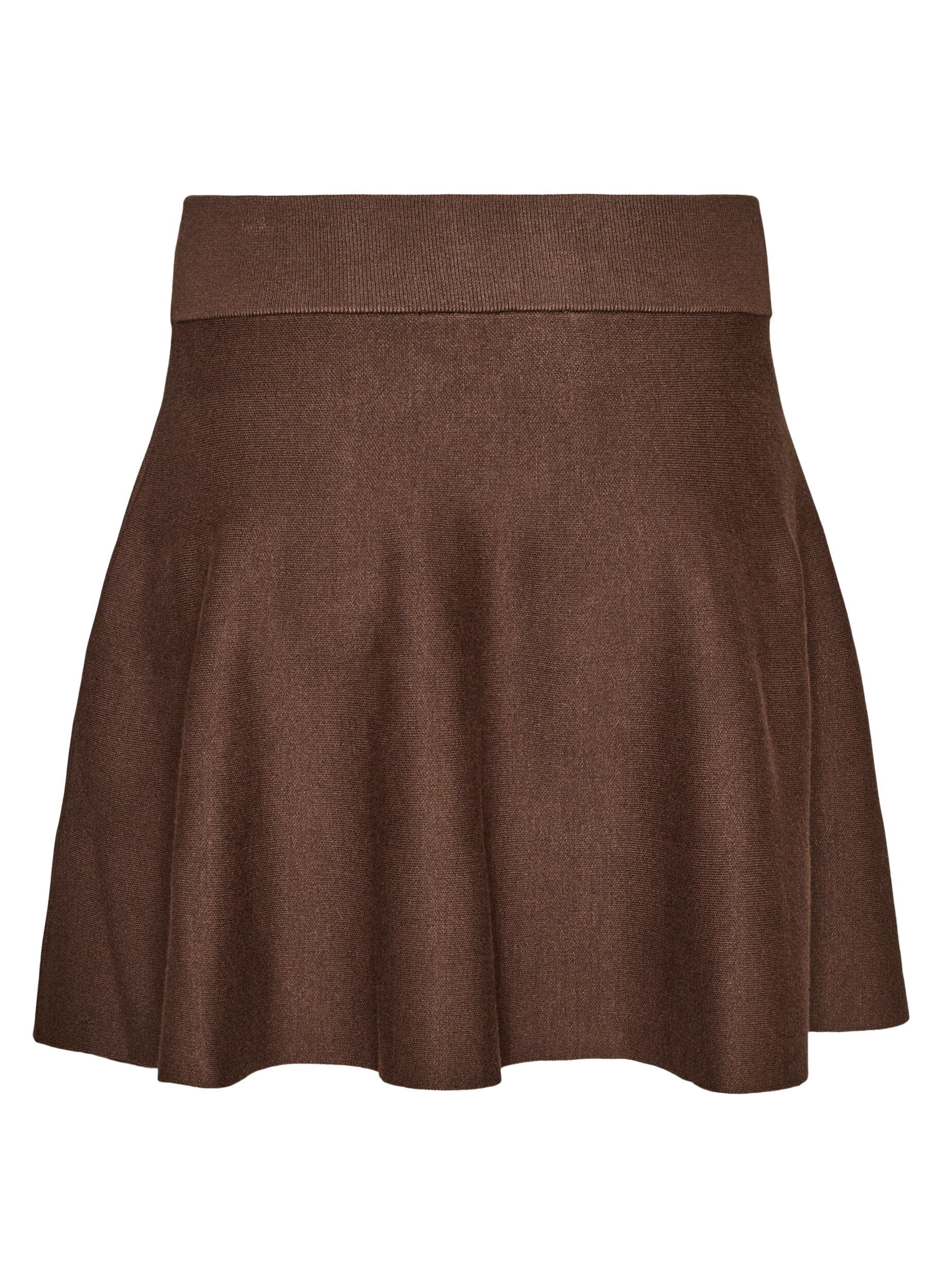 ZizziKort striknederdel med A-facon, Brun, Packshot image number 1