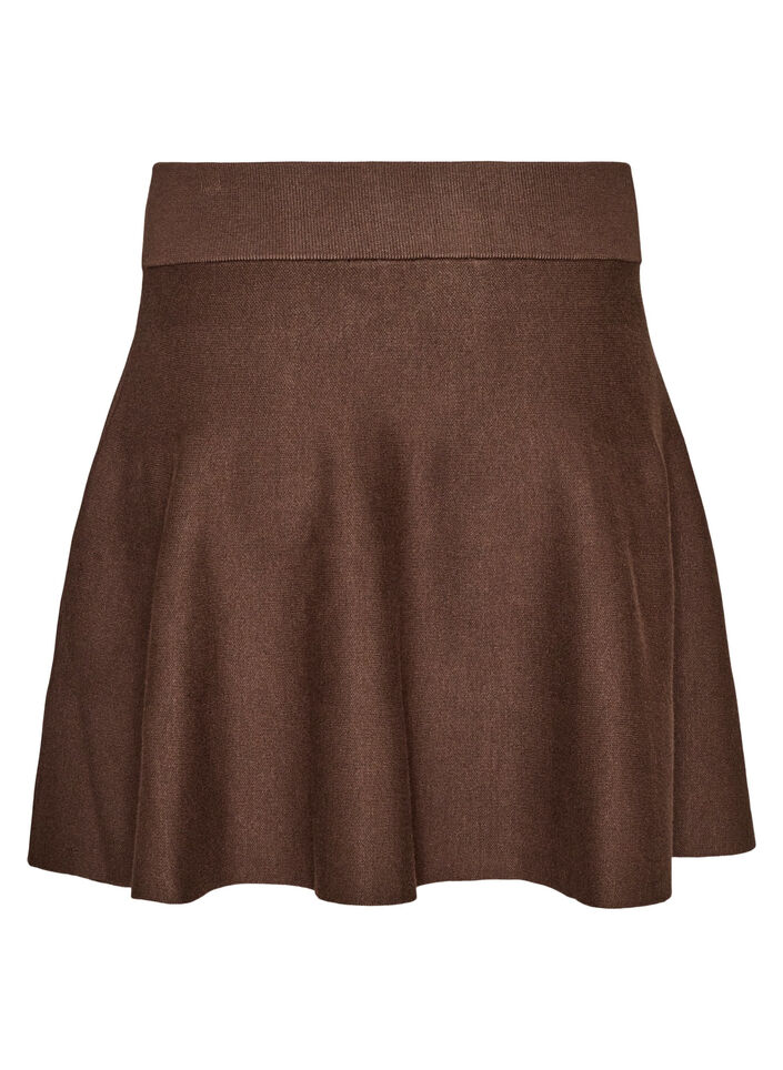Kort striknederdel med A-facon, Brun, Packshot image number 1