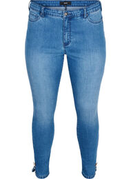 Cropped Amy jeans med perledetalje, Blue denim