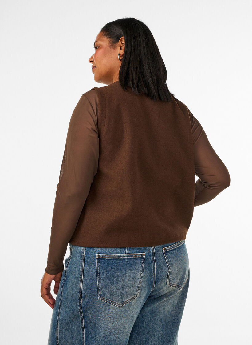 Meshbluse med lange &aelig;rmer, Brun, Model image number 2