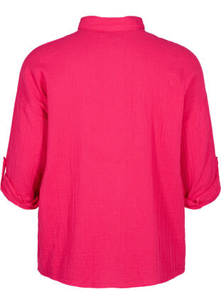 Skjorte med krave i bomuldsmusselin, Bright Rose, Packshot image number 1
