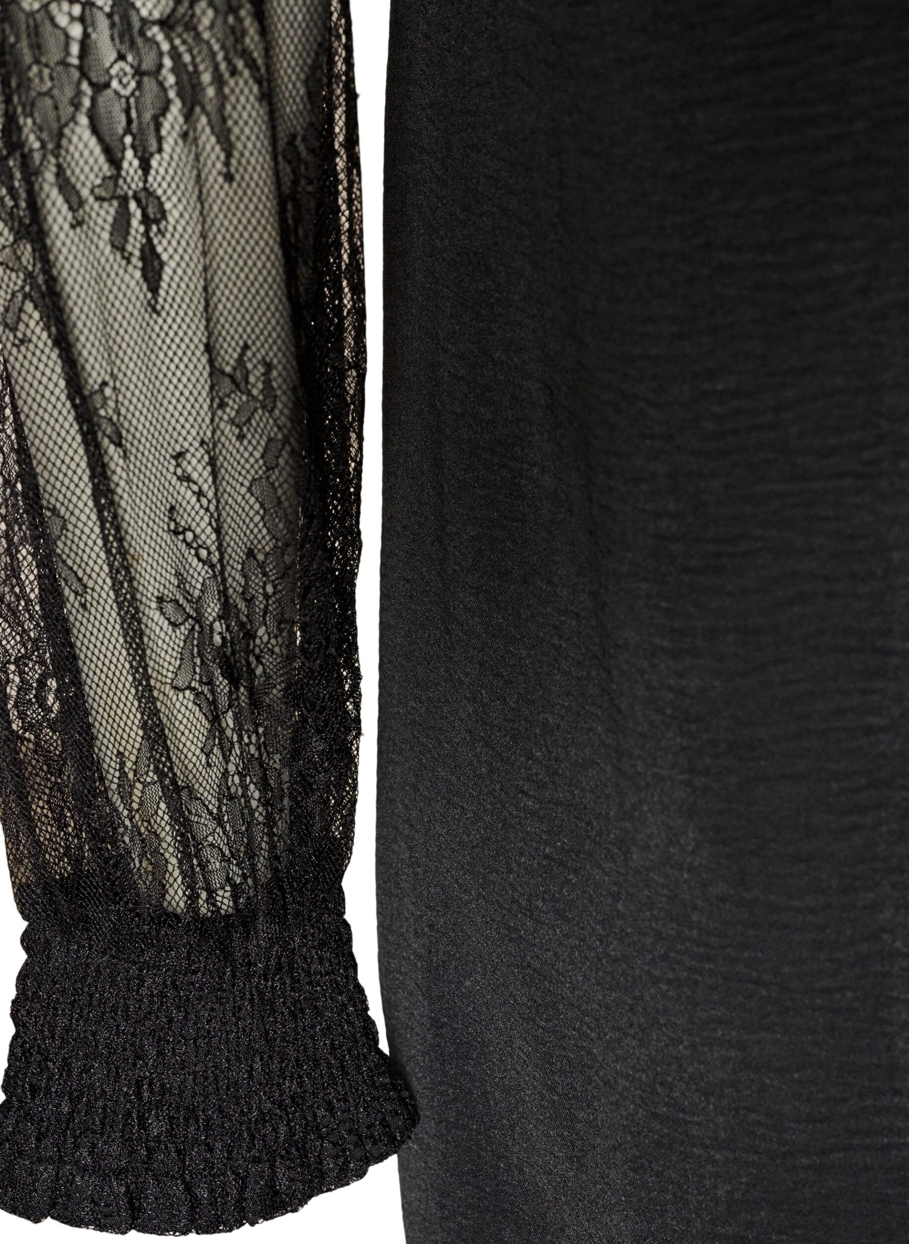 ZizziTunika med transparente blonde&aelig;rmer, Sort, Packshot image number 4