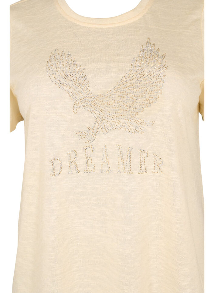 T-shirt med nitter og rund hals, Buttercream, Packshot image number 2