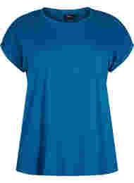 Kortærmet t-shirt i bomuldsblanding, Petrol Blue