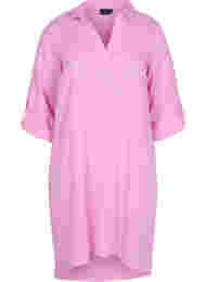 Kjole med v-udskæring og krave, Begonia Pink