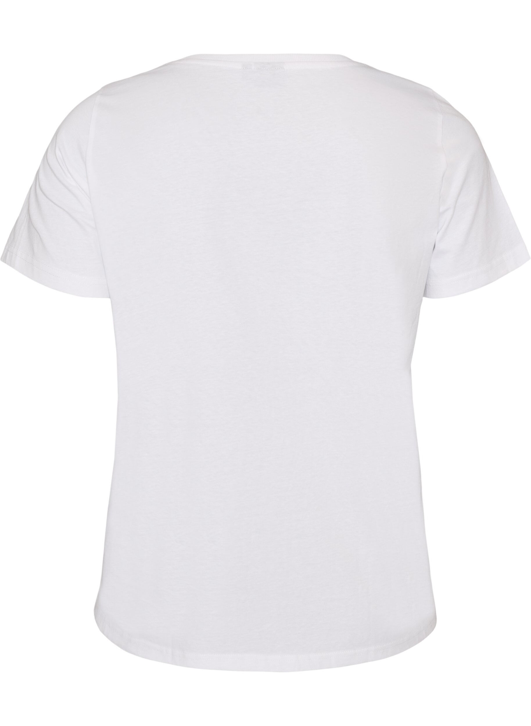 ZizziT-shirt i bomuld med print foran, Hvid, Packshot image number 1
