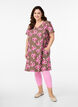 Kort a-shape kjole med blomsterprint, Brun, Model image number 1
