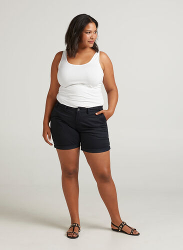 Regular fit shorts i bomuld , Black, Model image number 0