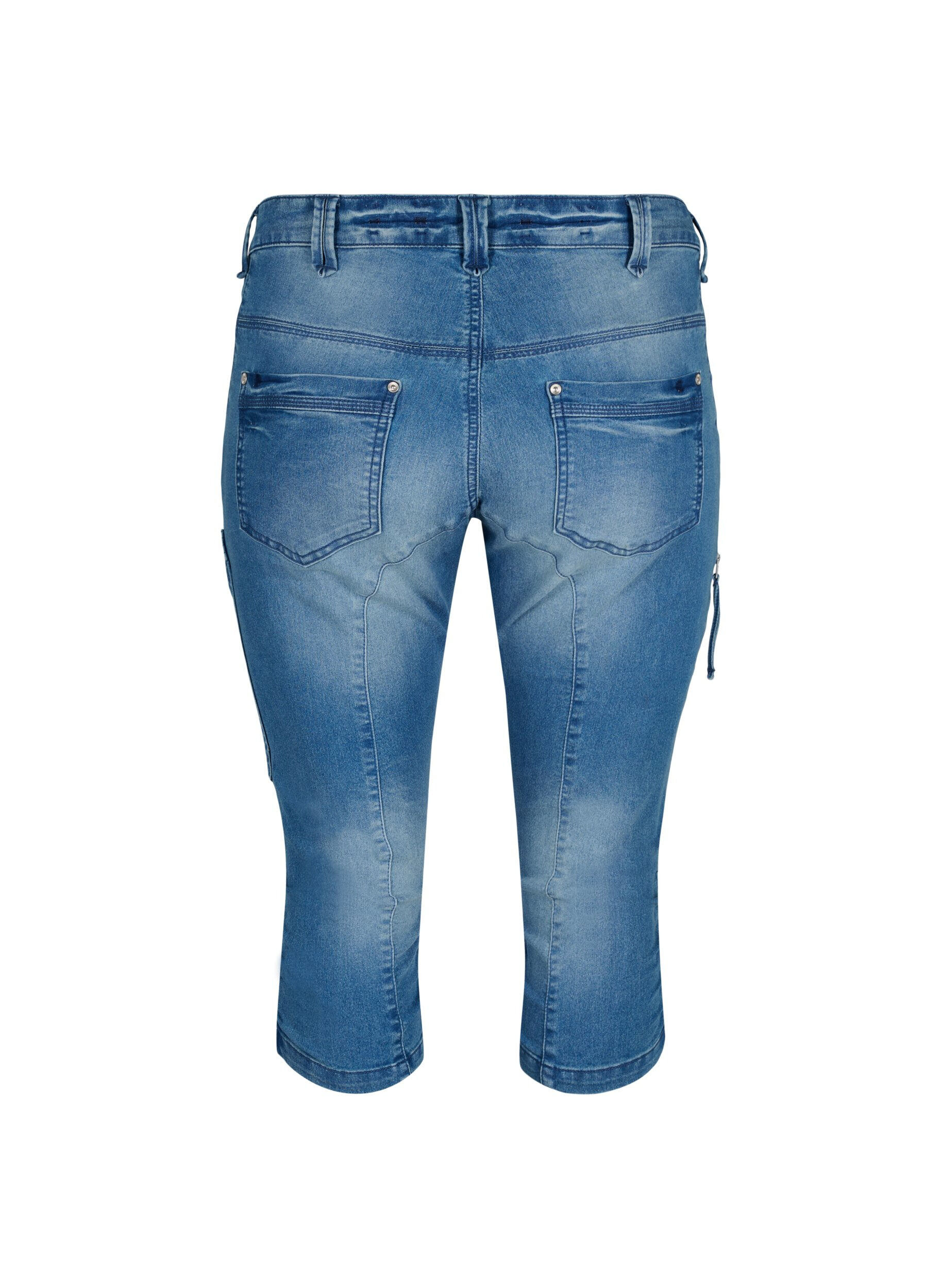 ZizziSlim fit capri jeans med lommer, Bl&aring;, Packshot image number 1