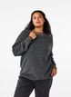Meleret strikbluse med rund hals, Dark Grey Black Mel., Model image number 0