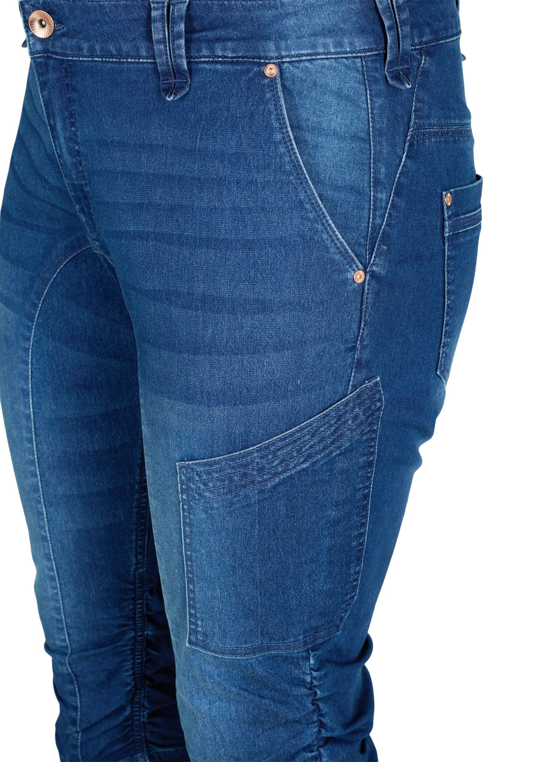 Zizzi Slim fit capri jeans med lommer, Bl&aring;, Packshot image number 2