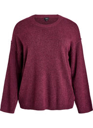 Løs striktrøje med markante syninger, Mørk Bordeaux