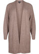 FLASH - Ribstrikket cardigan med slidser, Brown Lentil Melange, Packshot image number 0