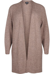 FLASH - Ribstrikket cardigan med slidser, Brown Lentil Melange