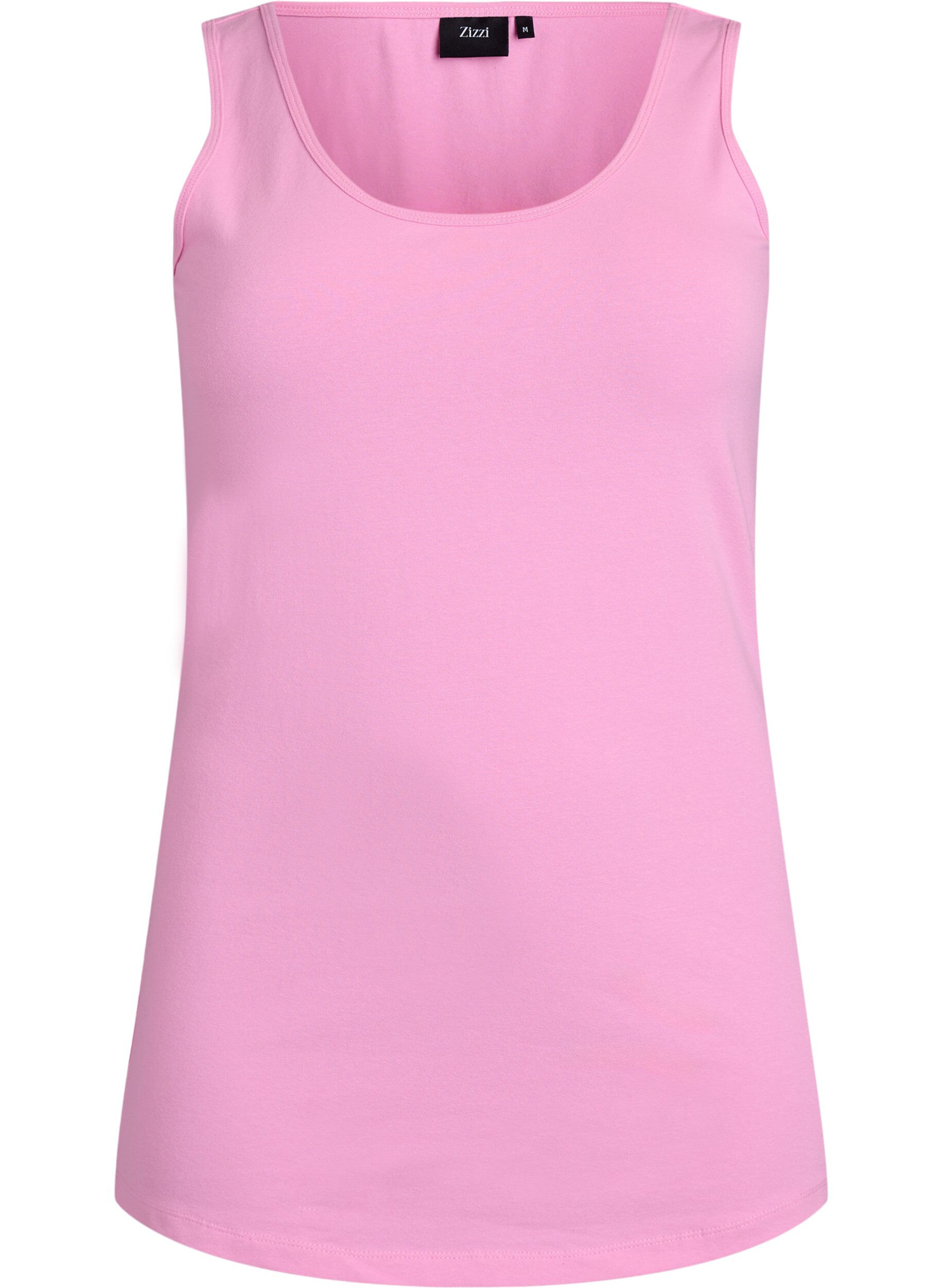 ZizziEnsfarvet basis top i bomuld, Lyser&oslash;d, Packshot image number 0