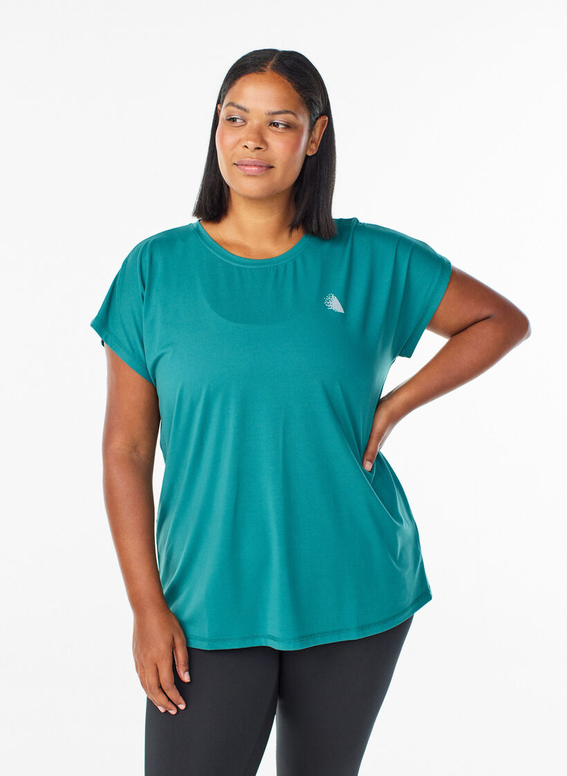 Ensfarvet tr&aelig;nings t-shirt, Bl&aring;, Model image number 0