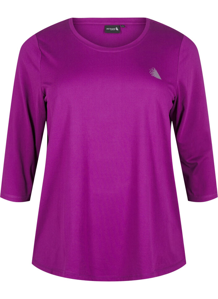 Tr&aelig;ningsbluse med 3/4 &aelig;rmer, Lilla, Packshot image number 0