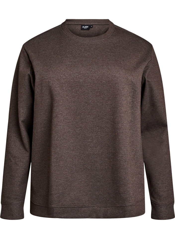 Sweatshirt med rund hals , Brun, Packshot image number 0