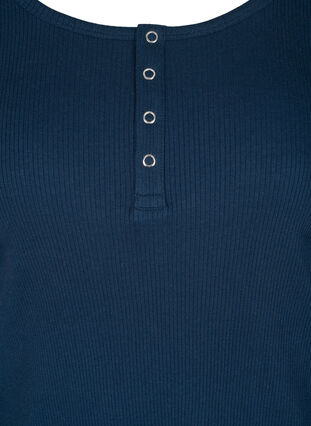 Ensfarvet bomulds bluse med lange ærmer , Navy Blazer, Packshot image number 2
