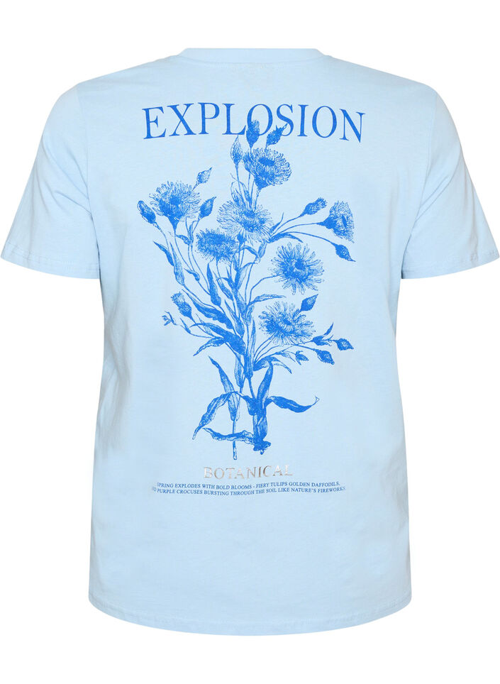 T-shirt i bomuld med print, Bl&aring;, Packshot image number 1