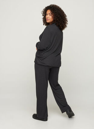 Løse bukser i ribkvalitet, Dark Grey Melange, Model image number 0