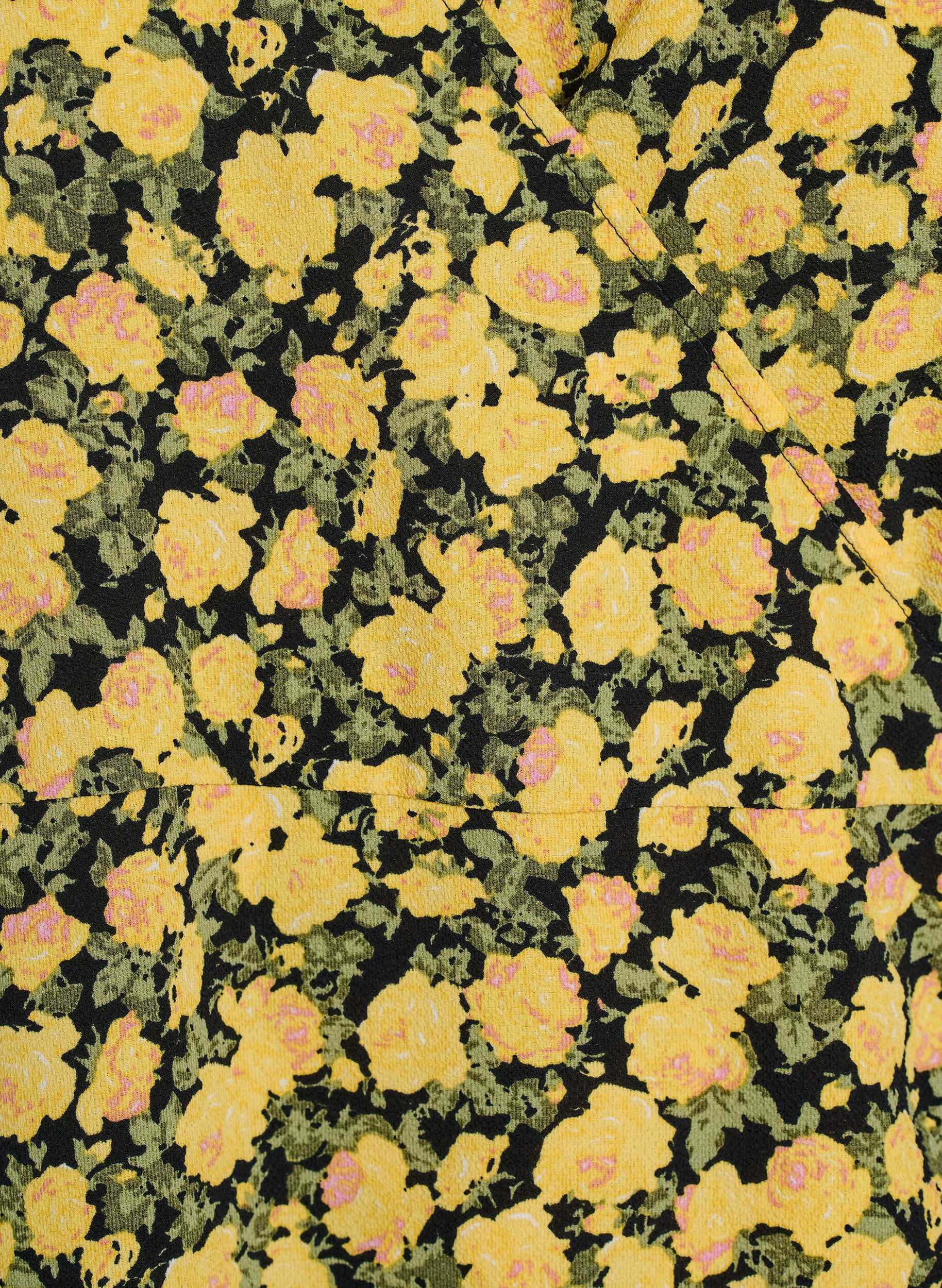 Zizzi Blomstret wrapkjole med korte &aelig;rmer, Gul, Packshot image number 2