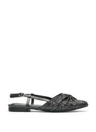 Glitrende slingback med sl&oslash;jfedetalje, Sort