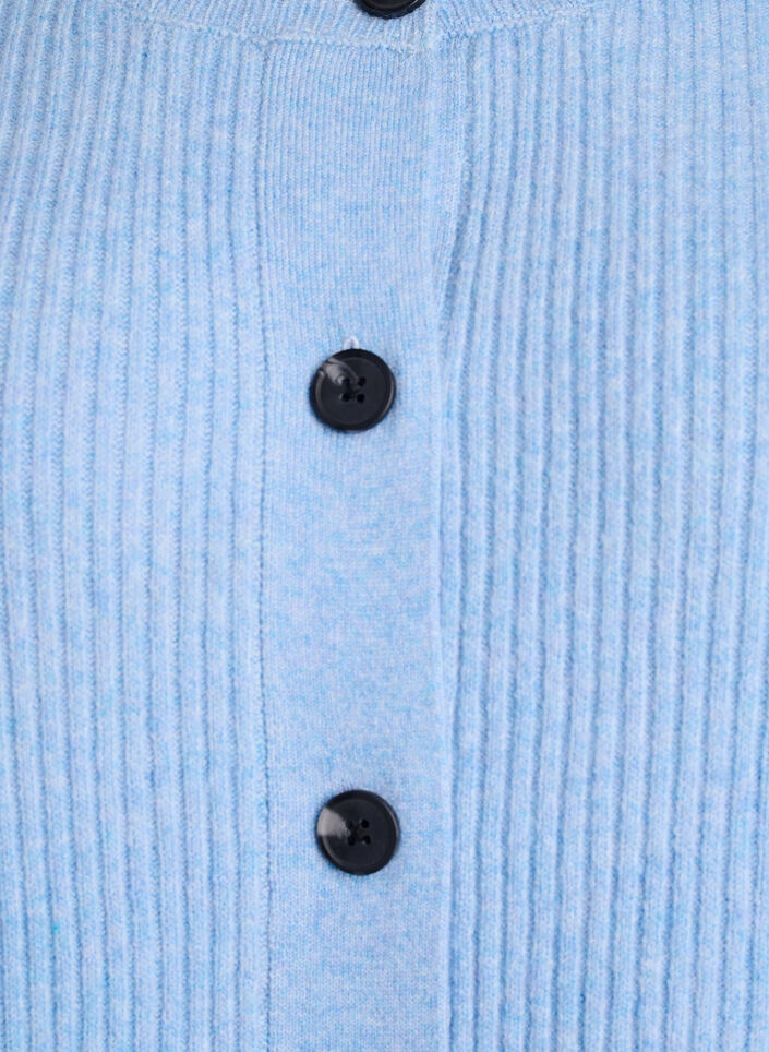 Ribstrikket cardigan med knapper, Bl&aring;, Packshot image number 2