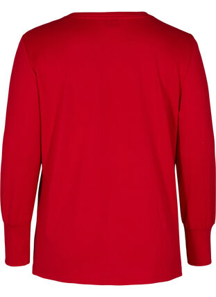 Langærmet bluse med knappedetaljer, Tango Red, Packshot image number 1
