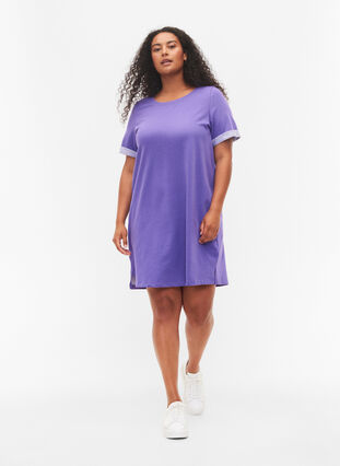 Sweatkjole med korte ærmer og slids, Ultra Violet, Model image number 2