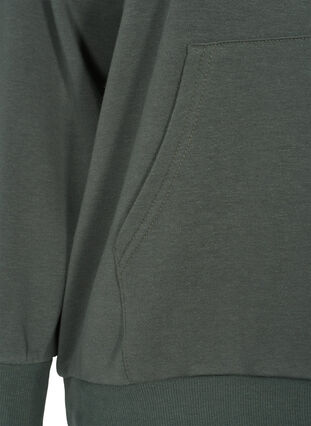 Sweatshirt med hætte og lomme, Thyme, Packshot image number 3